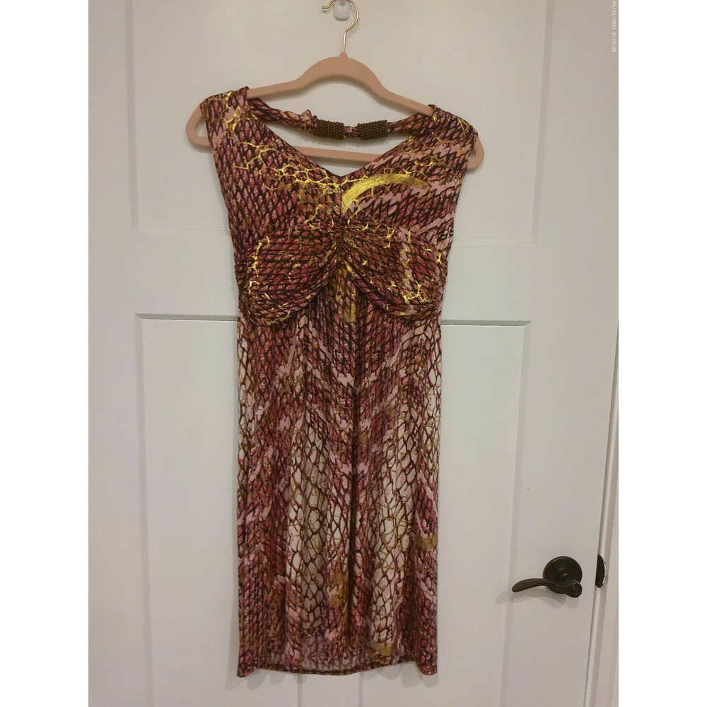 Shoreline Beaded Halter Style Dress, Rose and Gold, Size S/M